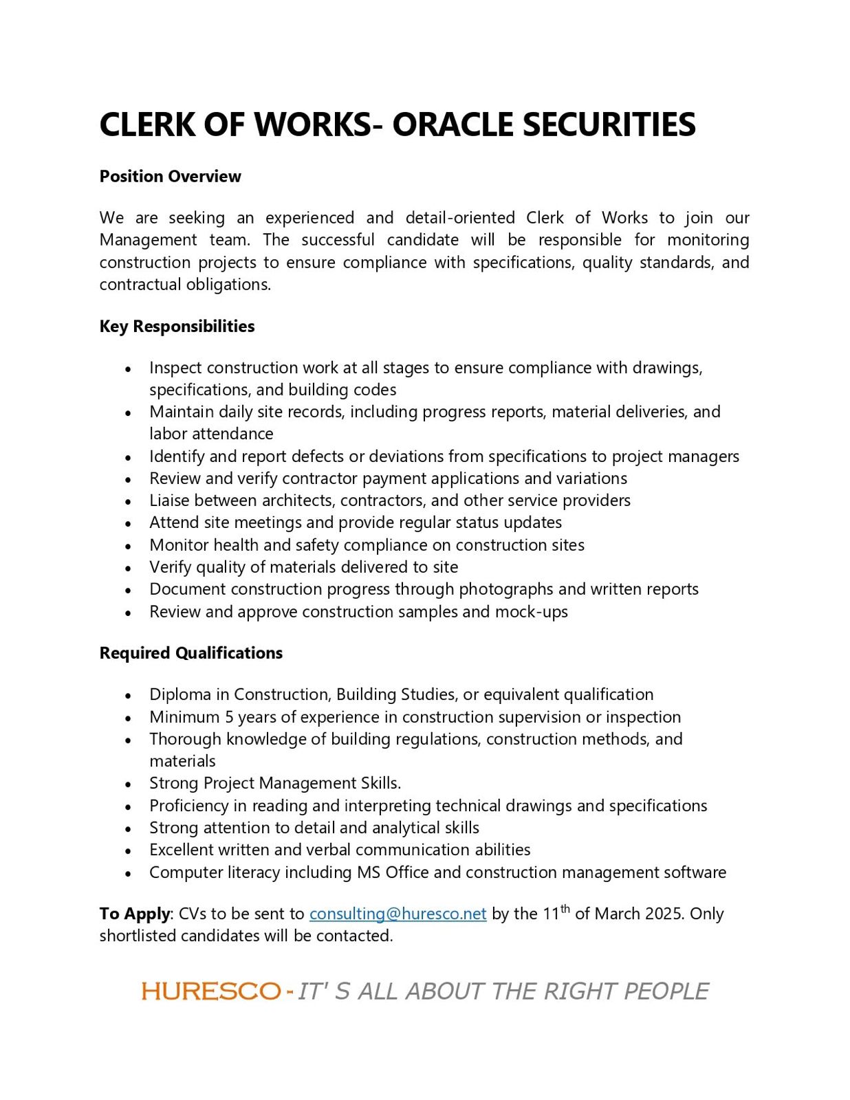 Clerk of Works